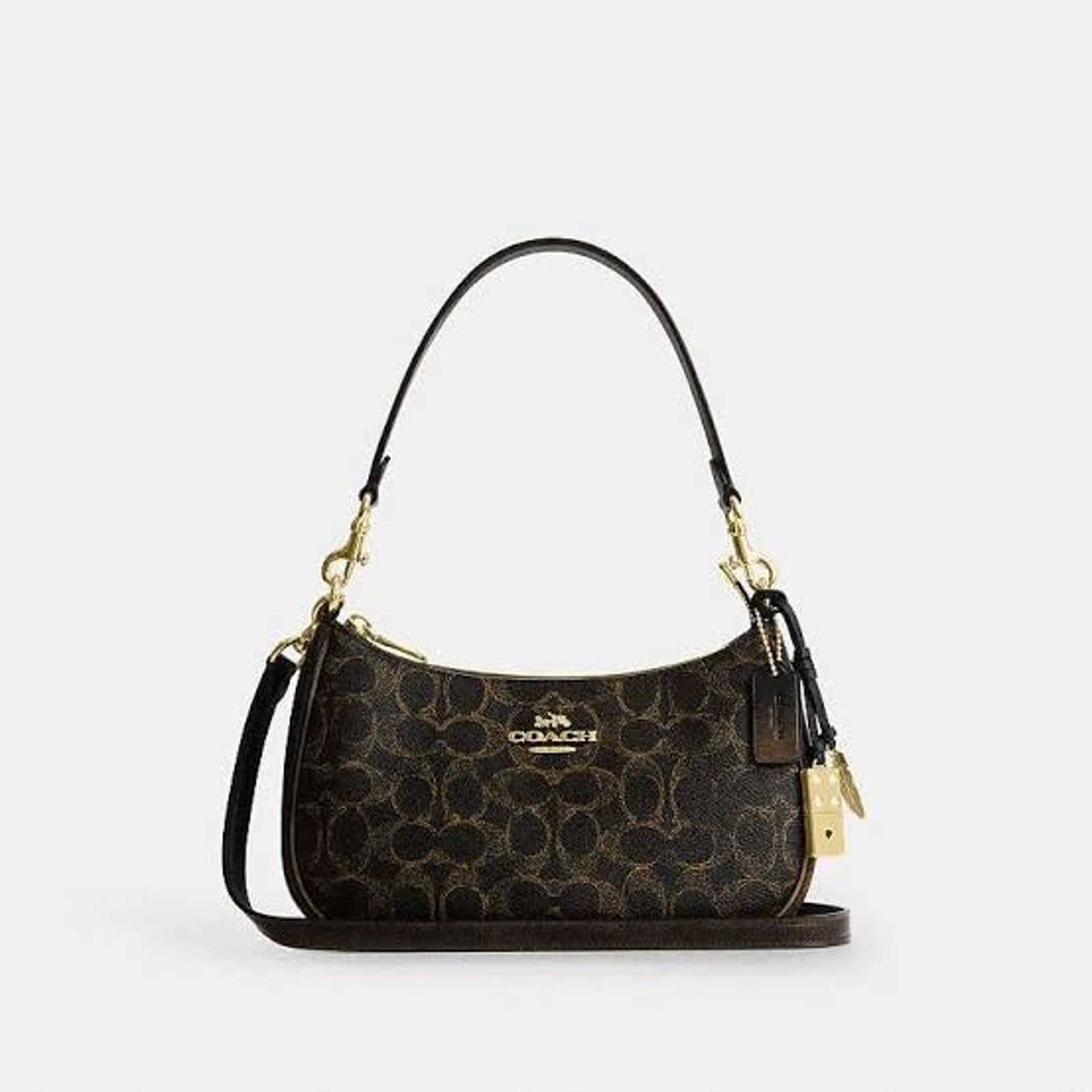 B4-002 Nwt Coach Teri Shoulder Bag In Loved Signature Canvas With Charms Cdy18
